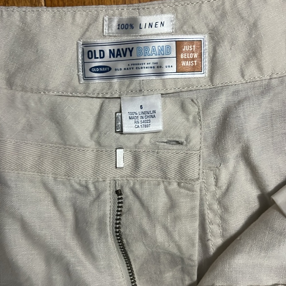 Old Navy Linen Blend Capri Pants Size 6 Cream Cropped Resort Coastal Preppy - Picture 4 of 11